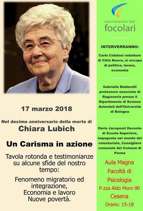 Cesena, Chiara Lubich oggi, a dieci anni dalla sua scomparsa