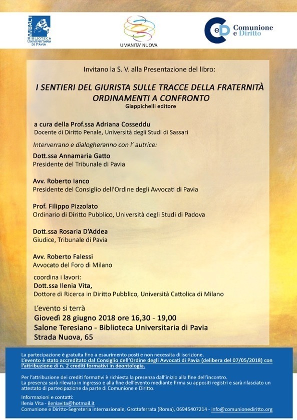 Pavia, presentazione del libro "I sentieri del giurista..."