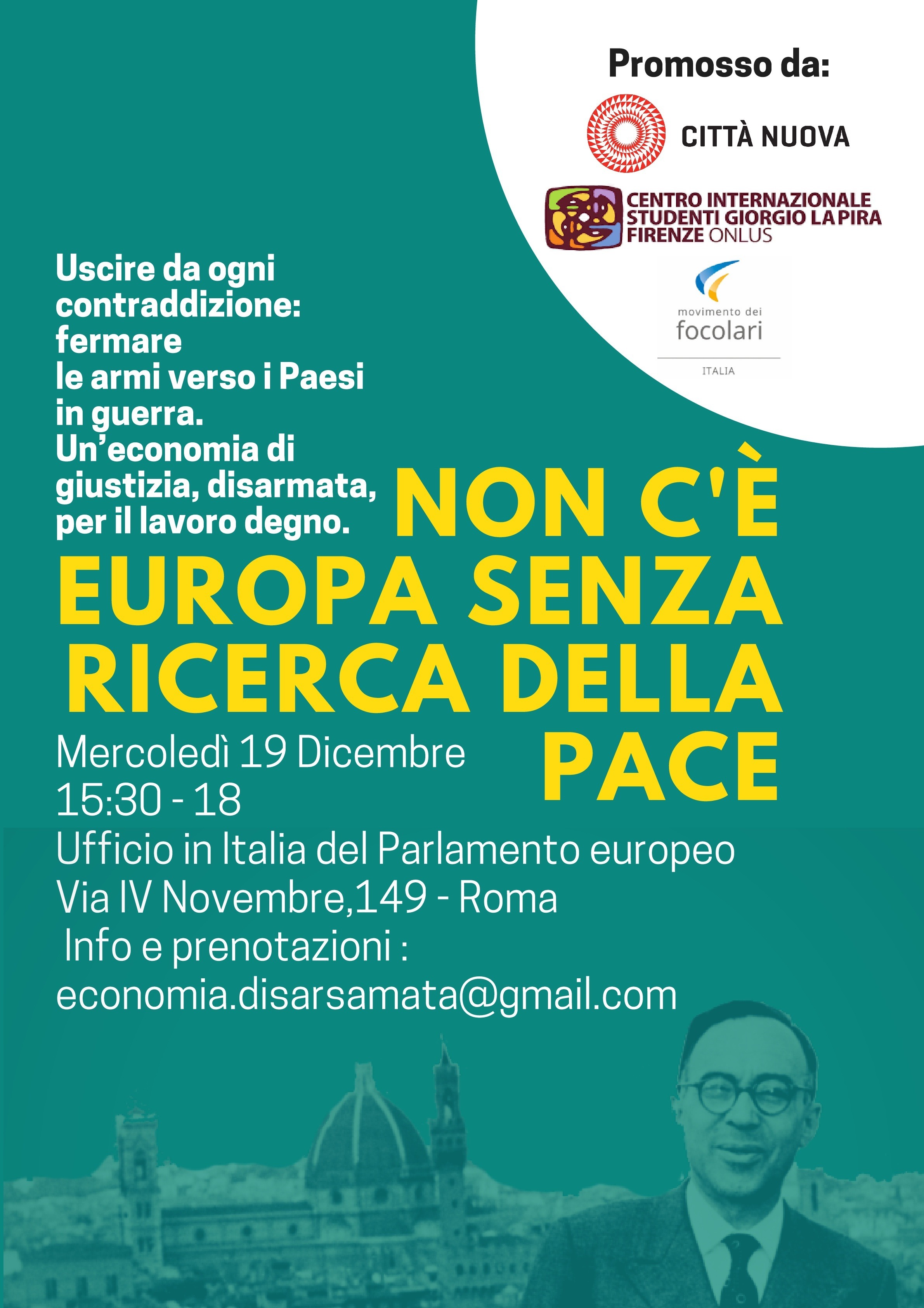 Roma, "Non c'è Europa senza ricerca della pace"