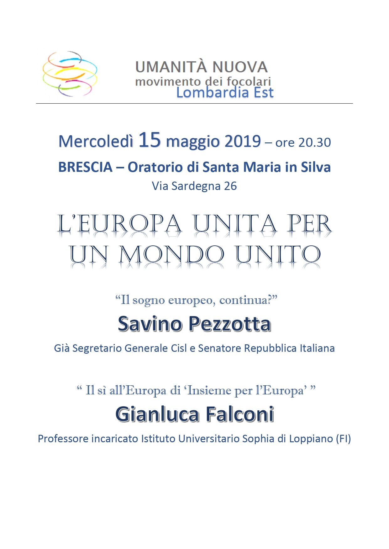 Brescia, "L'Europa unita per un mondo unito"