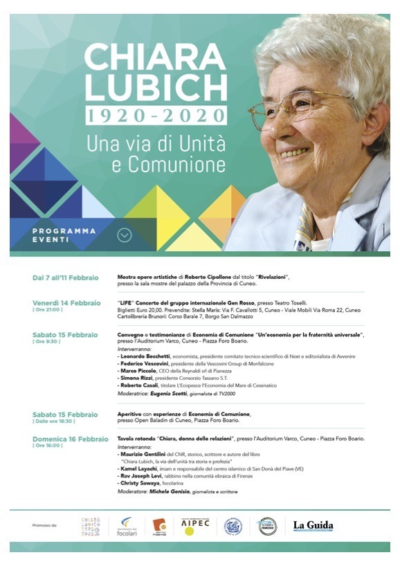 Centenario Chiara Lubich - Eventi a Cuneo