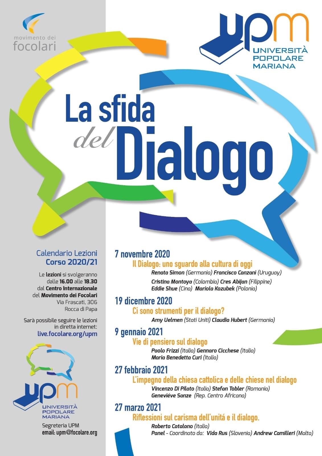 UPM: "La sfida del dialogo" - Riflessioni sul Carisma dell’unità e il dialogo - 27 marzo