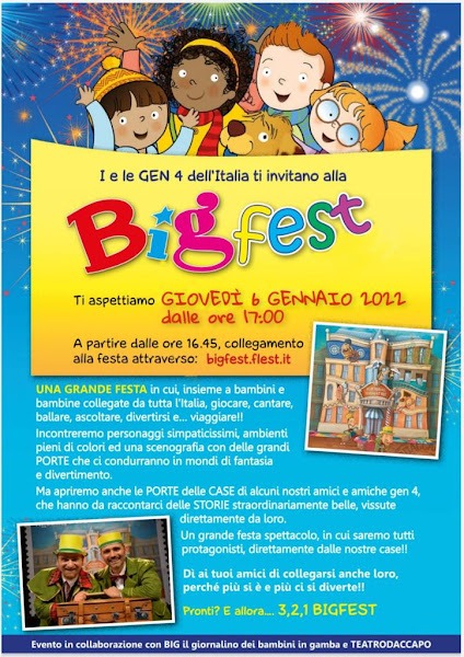 BIGFEST, un appuntamento per tutti i Bambini In Gamba. 6 gennaio ore 17.00