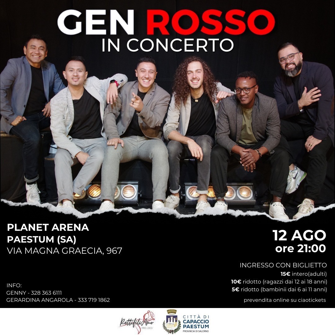 GEN ROSSO in concerto all'ombra dei Templi - Arena Planet di Capaccio Paestum 12/08/2023